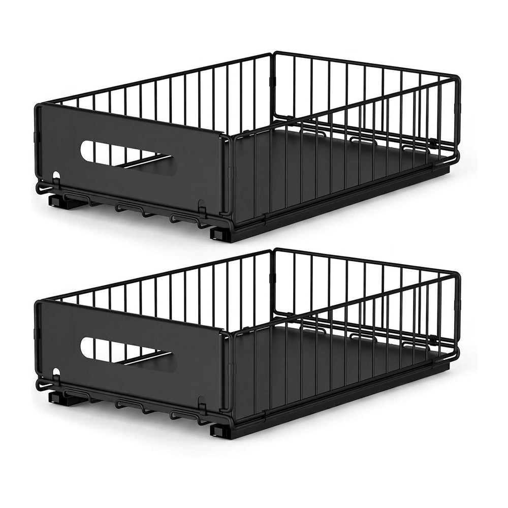 Pull Out Cabinet Organizer, No Drill Slide Out Pantry Drawer 2 Pack