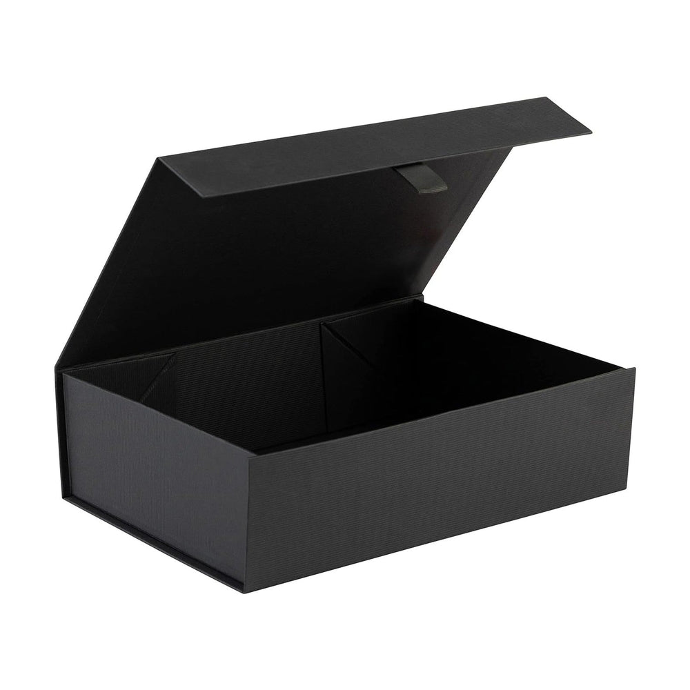 Purple Q Crafts Black Ribbed Hard Gift Box With Magnetic Closure Lid 14"...