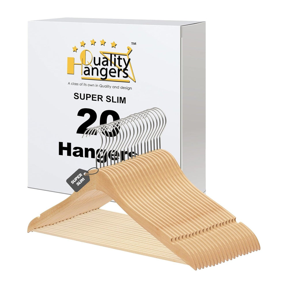 Quality Hangers 16.5" Wooden Hangers Multi Pack, Ultra Thin Space Saving...
