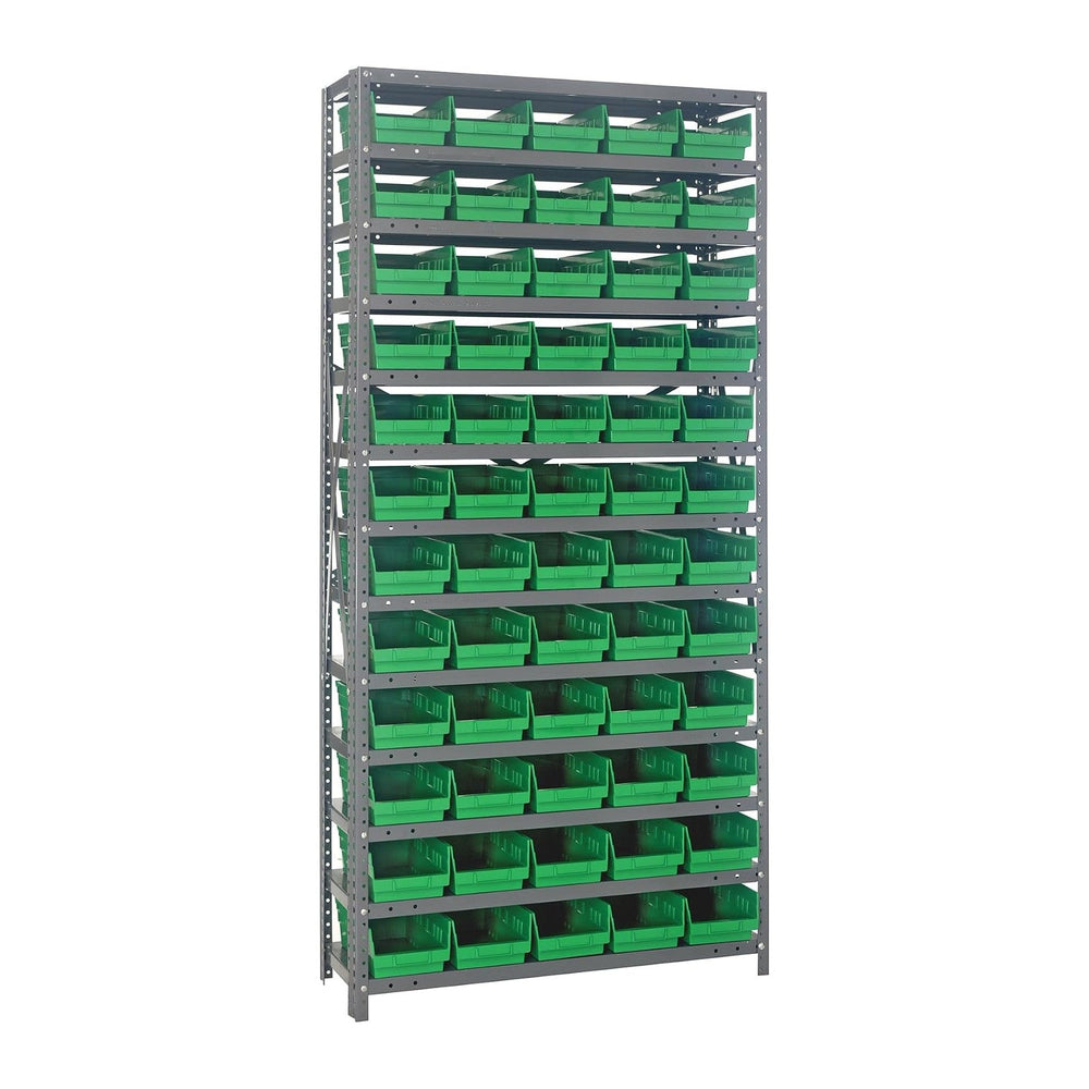 Quantum Storage Systems 1275-102GN Steel Shelving Unit with 4" Shelf Bin...