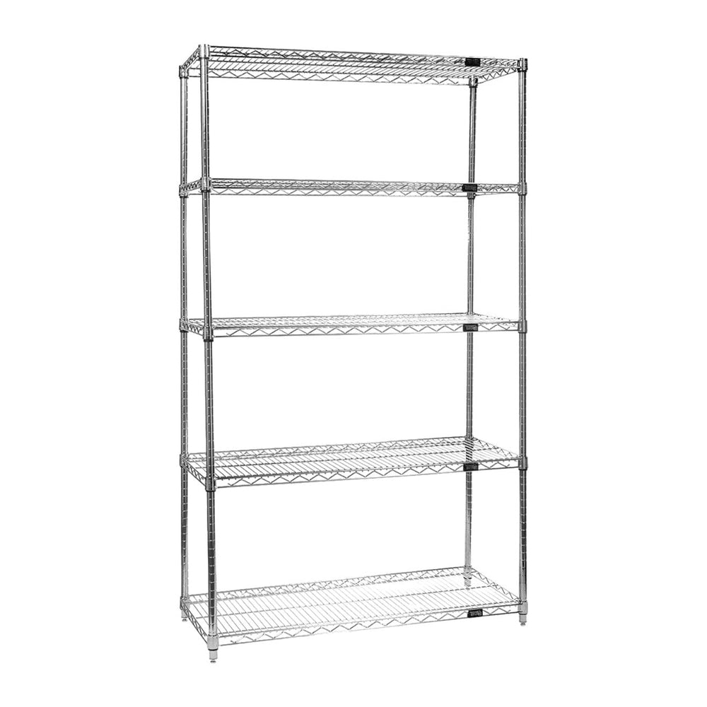 Quantum WR54-1460C-5 Wire Shelving Starter Kit with (5) Shelves and (4) Post ...