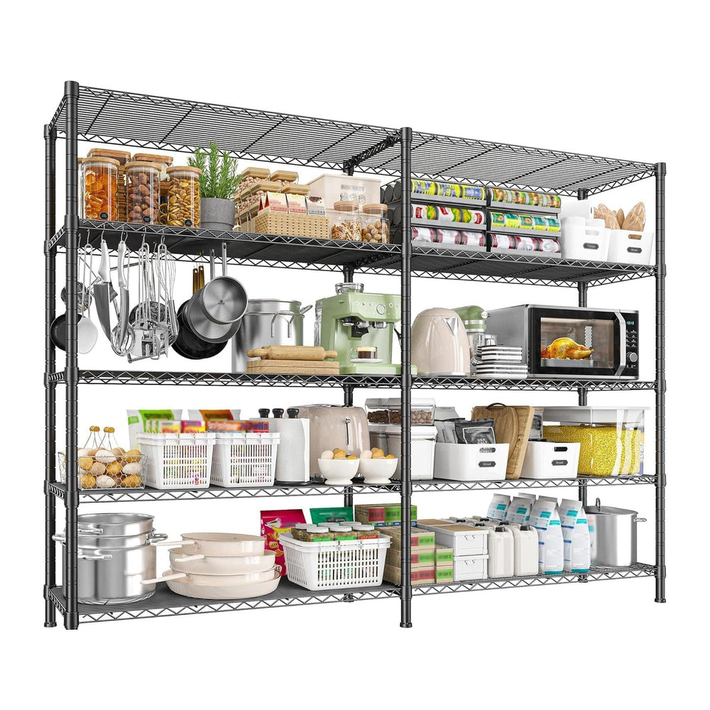 REIBII 58"W 5-Tier Wire Shelving Unit,1450 lbs,Adjustable,Pantry Industrial