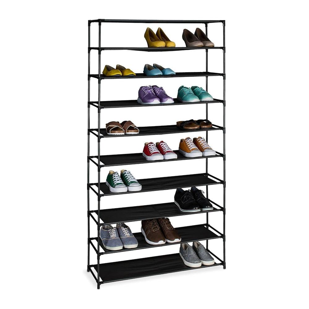 Relaxdays Shoe Rack, Levels, Metal Frame, Fabric, Plug Together, Organisation...