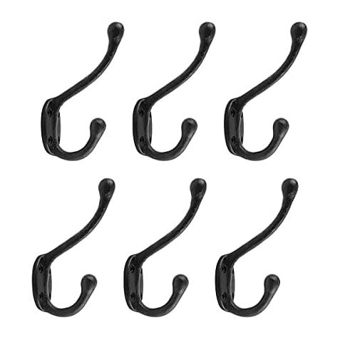 Renovators Supply Manufacturing Double Wall Hook, Wrought Iron Black Powder C...