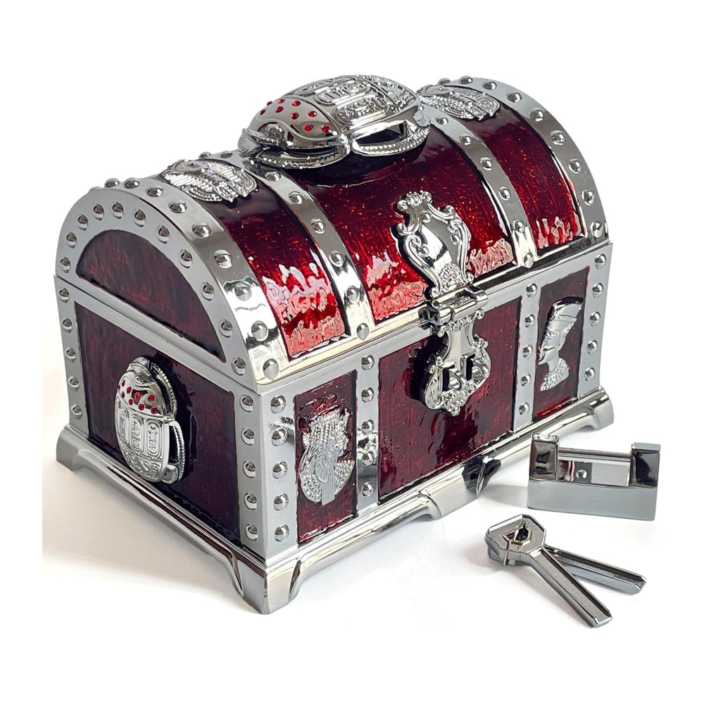 Retro Jewelry Box Arched Vintage Rectangular Metal Chest Necklace Ring Earrin...