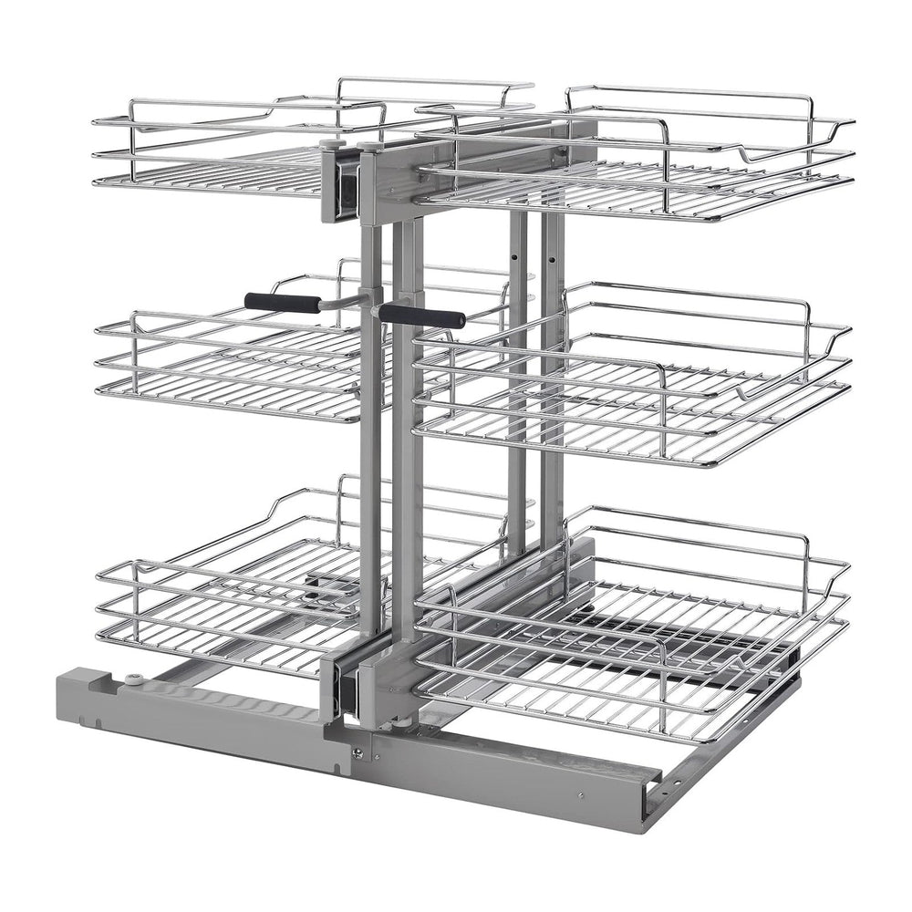 Rev-A-Shelf Chrome 3-Tier Wire Pullout Organizer with Soft-Close for Blind Co...