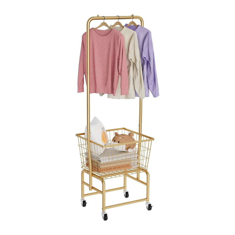 Rolling Laundry Cart with Wheels, Laundry Hamper Basket Organizer with Clothe...