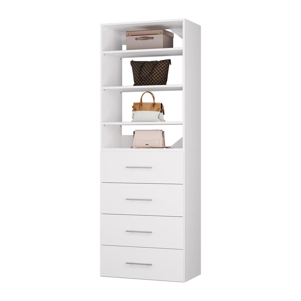 ROOMTEC Modular Closet System, 25.5" 4 Drawer Shelf Closet Tower Wall-Mo...