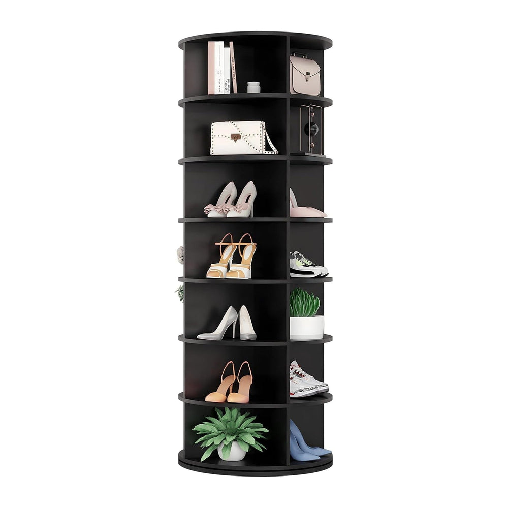 Rotating Shoe Rack, 7-Tier Spinning Shoe Rack, Free Standing Rotating Shoe Ra...