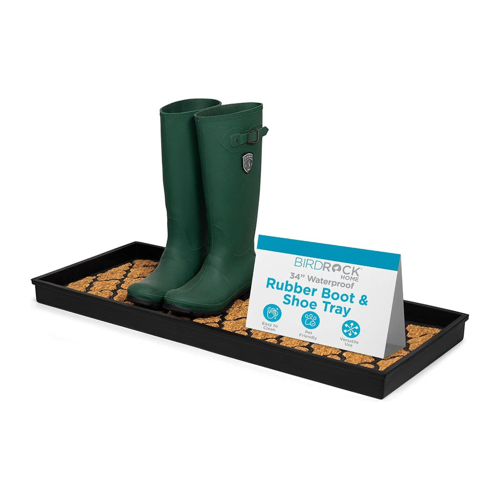 Rubber Boot & Shoe Tray | Coir Insert | 34" x 14" | Waterproof ...