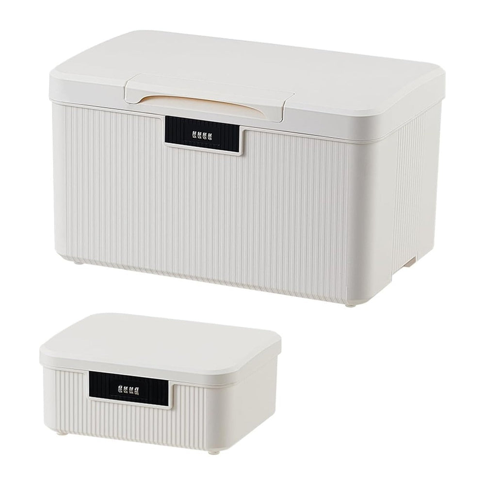 RUIAN Lockable Storage Container Bin, 10 Gallon & 2.3 Gallon (Milk White)