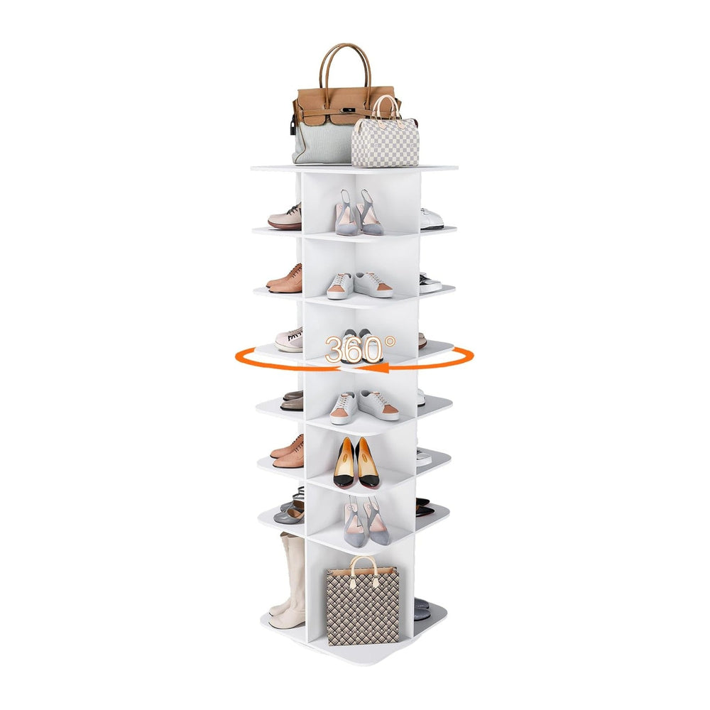 Runboll 7-Tier Rotating Shoe Rack Tower Spinning Shoe Display Lazy Susan Towe...