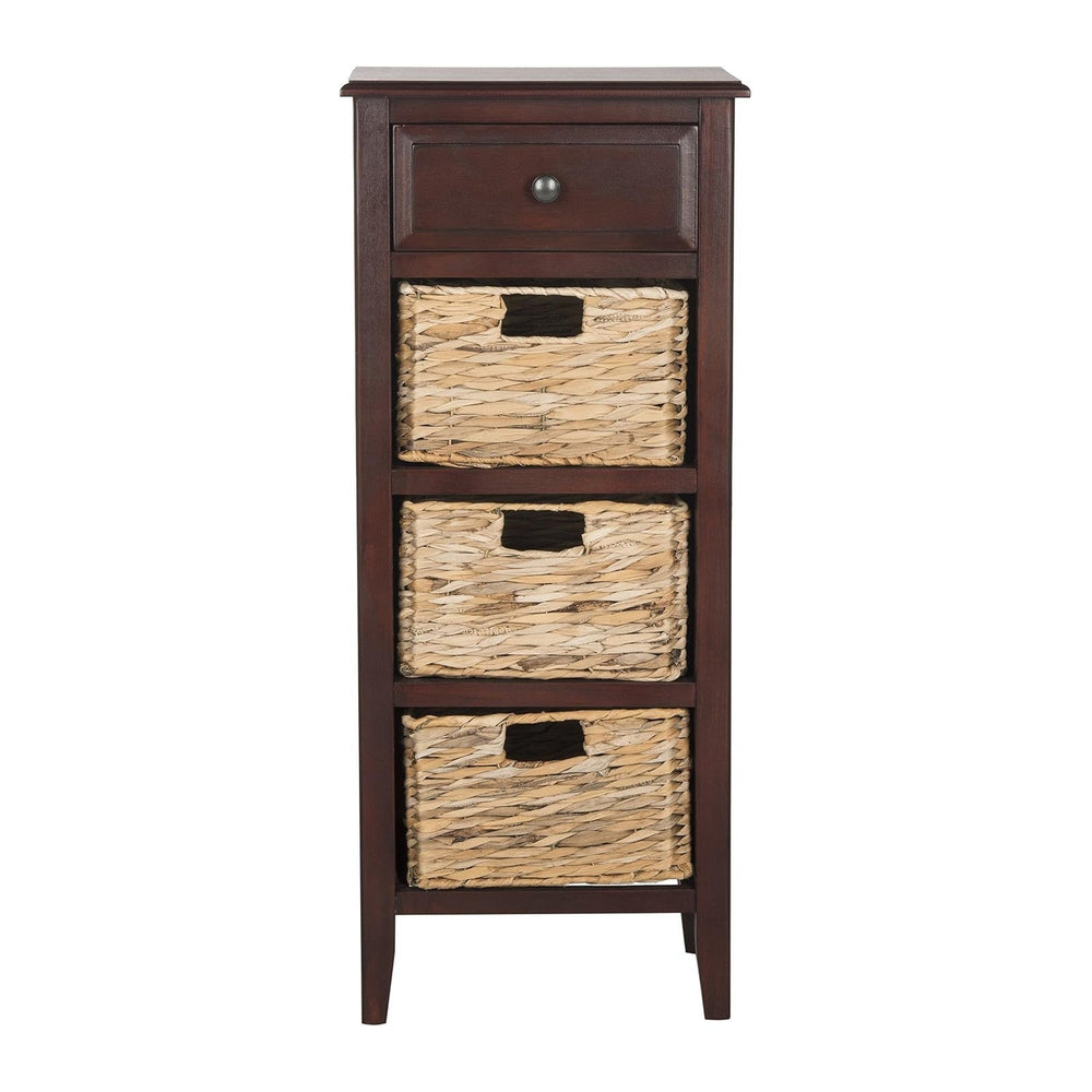 SAFAVIEH Furniture - Michaela 1-Drawer Storage Unit - Cherry - Solid Wood - F...