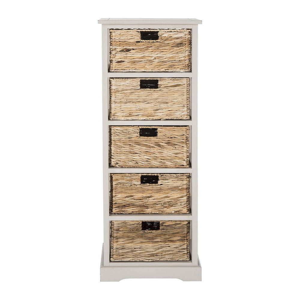 SAFAVIEH Furniture - Vedette 5-Basket Storage Tower - Vintage Grey - Solid Wo...