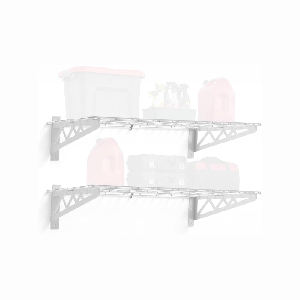 SafeRacks Steel Garage Wall Shelves 2-Pk w/Hooks, 500lb, White (18x36)