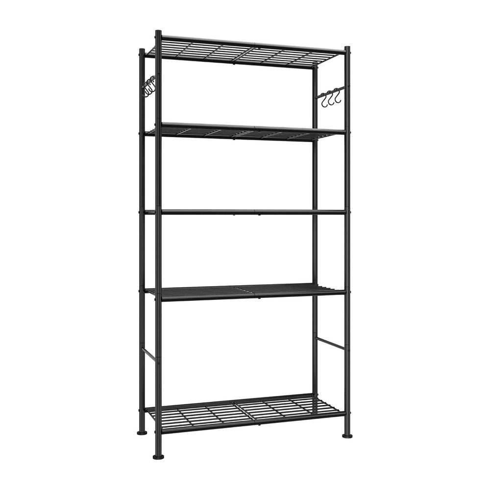Sakugi Storage Shelves - 5-Tier Spacious Shelf Organizer with Hooks & Lev...