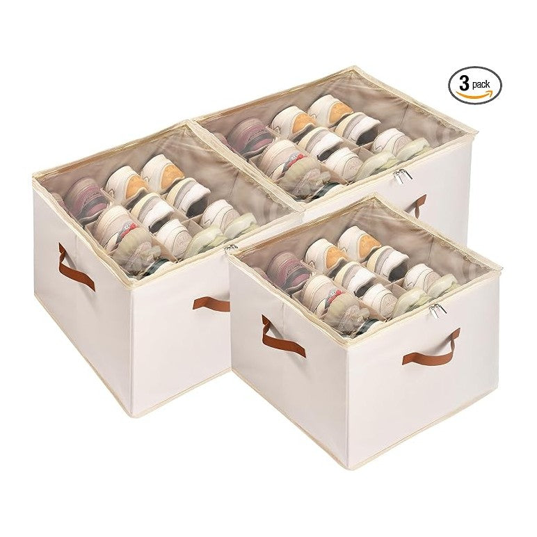 Shoe Organizer for Closet, 3 Pack Shoe Storage Bins