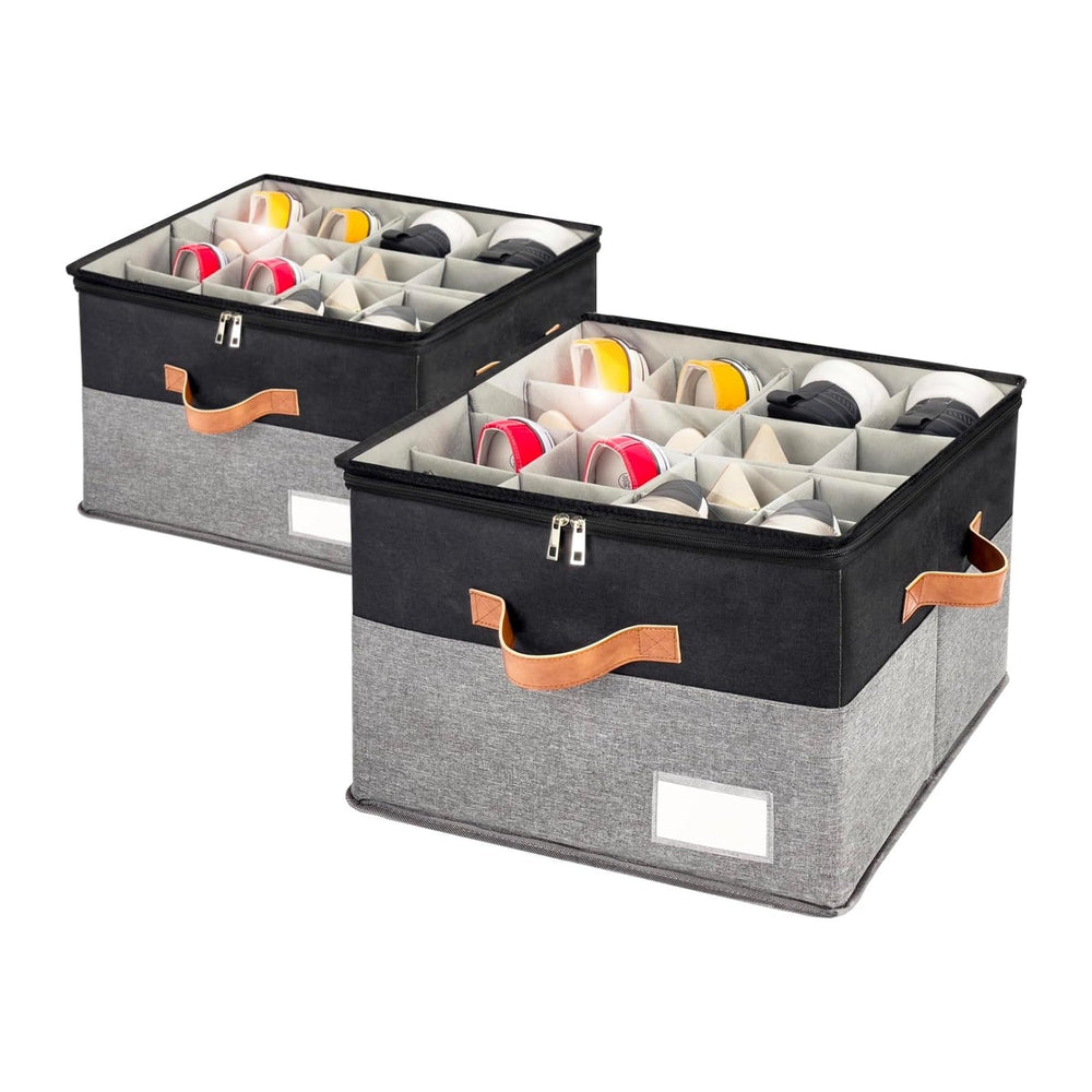 Shoe Organizer for Closet, Foldable Shoe Storage Bins (2 Pack)