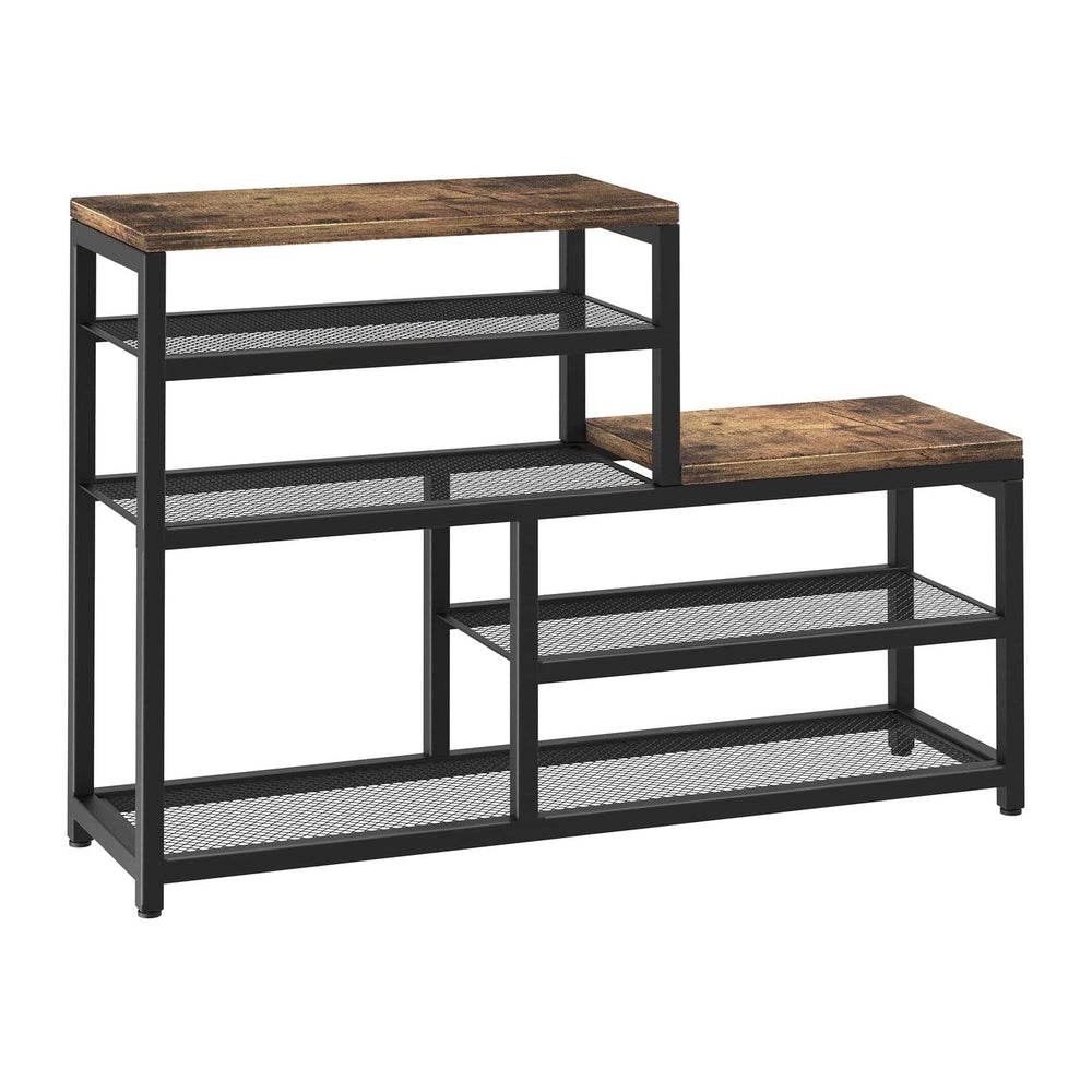 Shoe Rack Bench Shoe Storage Organizer with Seat, 5-Tier Industrial Free Stan...