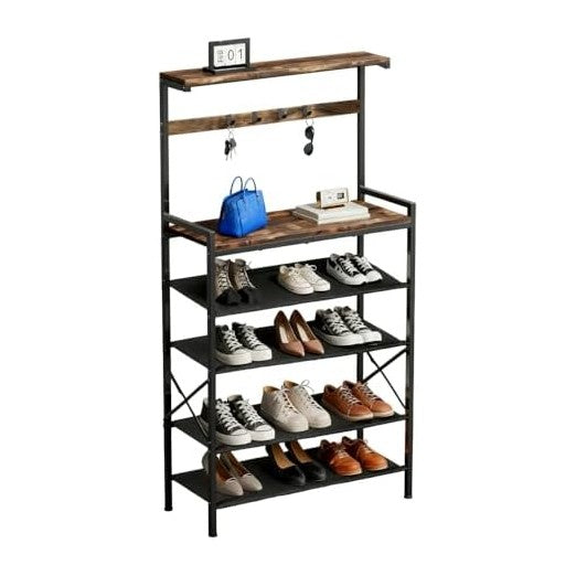 Shoe Rack for Entryway,6 Tier Wooden Shoe Storage Organizer for 16-20 Pairs