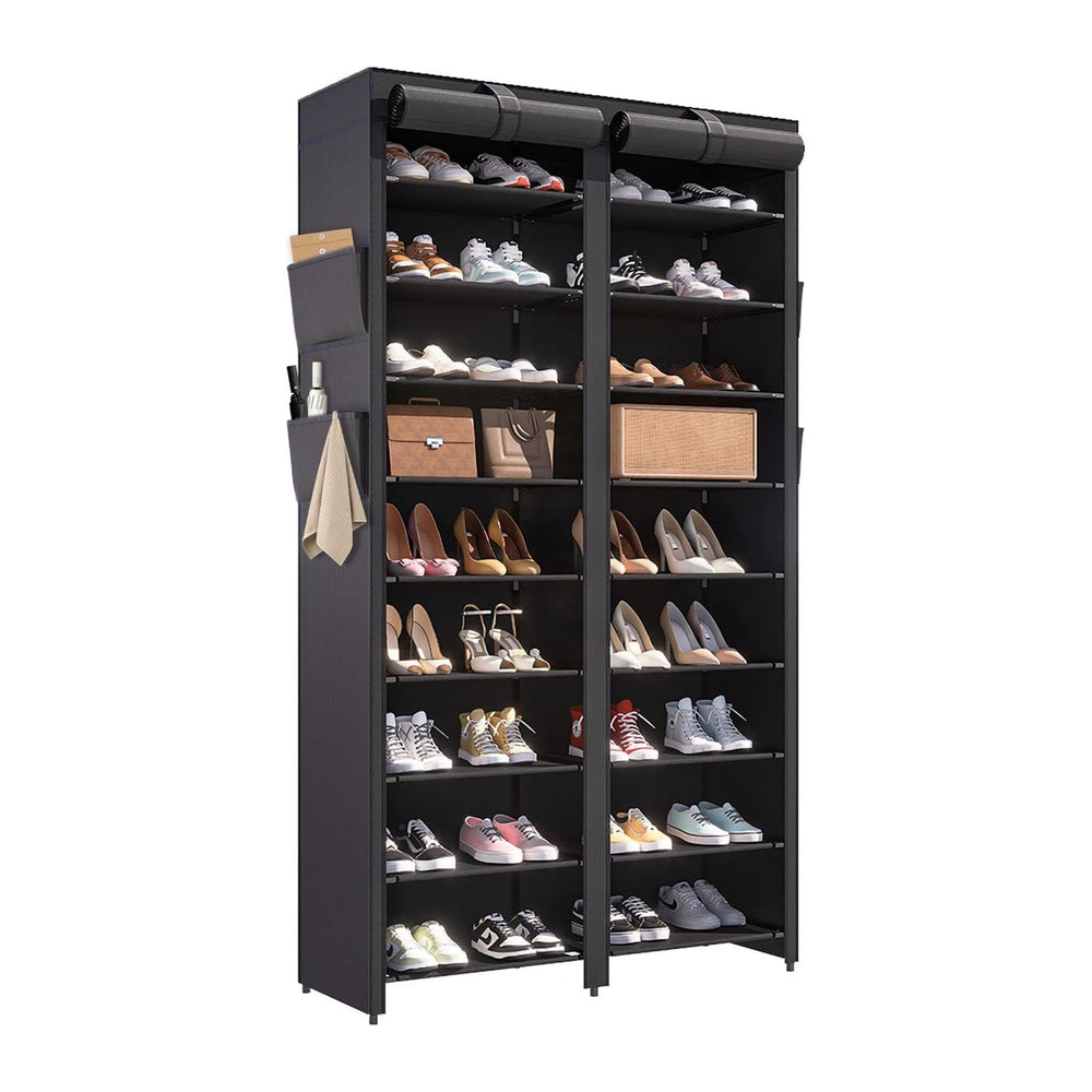 Shoe Rack with Covers - 9 Tiers Tall Shoe Rack Organizer Large Capacity Shoe ...