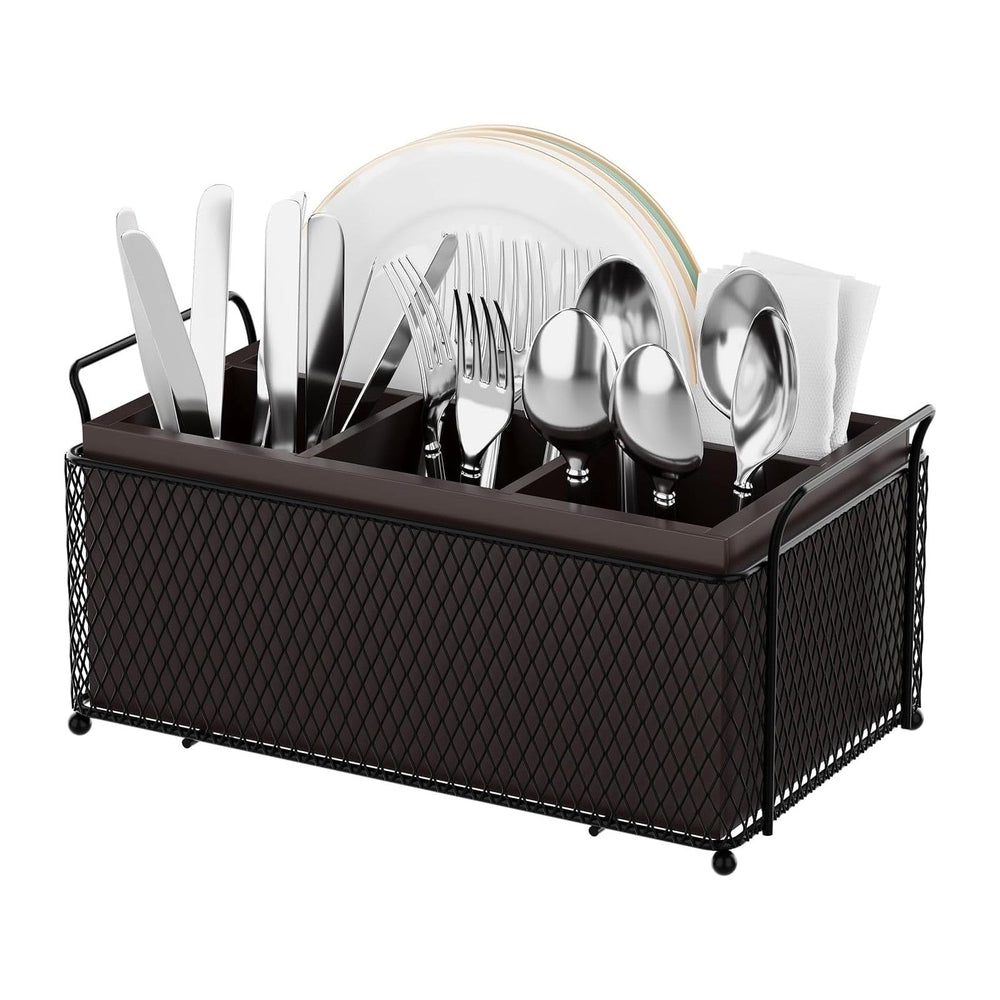 Silverware Caddy for Party,Bamboo Utensil Holder for Countertop
