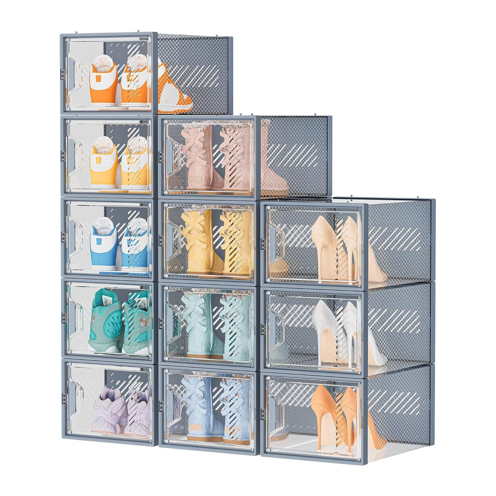 SIMPDIY XL Clear Shoe Storage Boxes, Stackable Shoe Organizer for Closet
