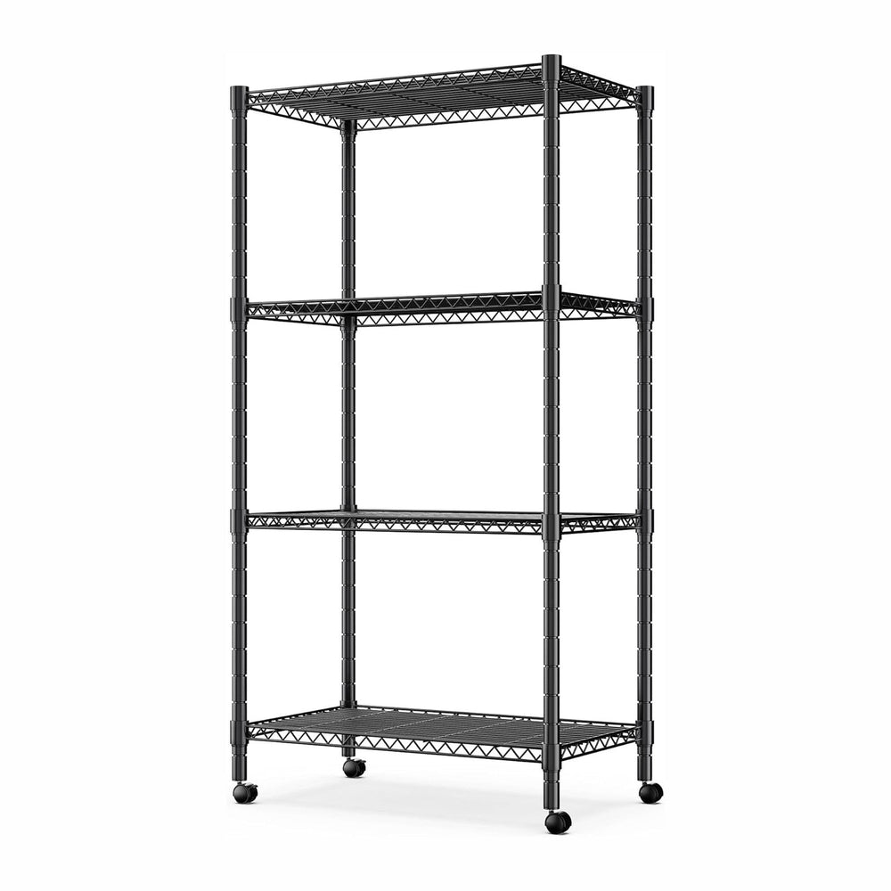 Simple Deluxe 4-Tier Heavy Duty Adjustable Storage Shelf with Wheels, 23.23”W...