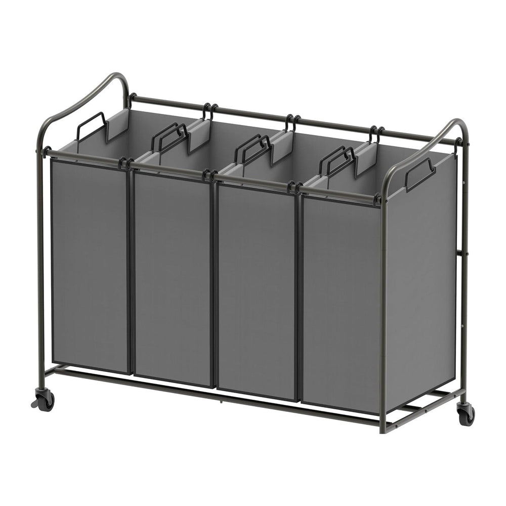 Simple Houseware 4-Bag Heavy Duty Laundry Sorter Rolling Cart, Dark Grey
