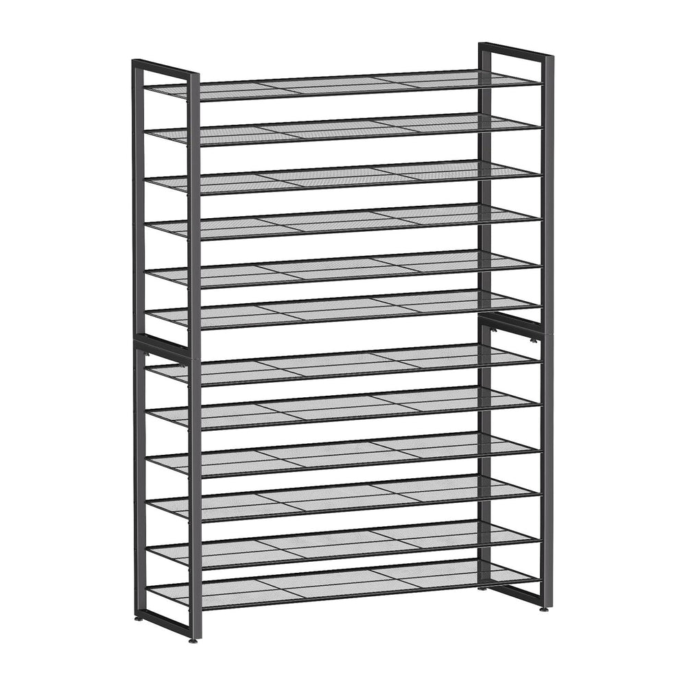 Simple Trending 12 Tier Shoe Rack, Sturdy Tall Shoe Organizer, Black
