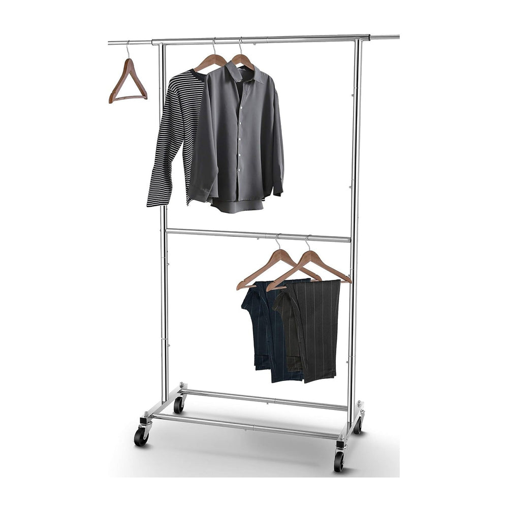 Simple Trending Clothing Garment Rack, Extensible Clothes Rack, Chrome