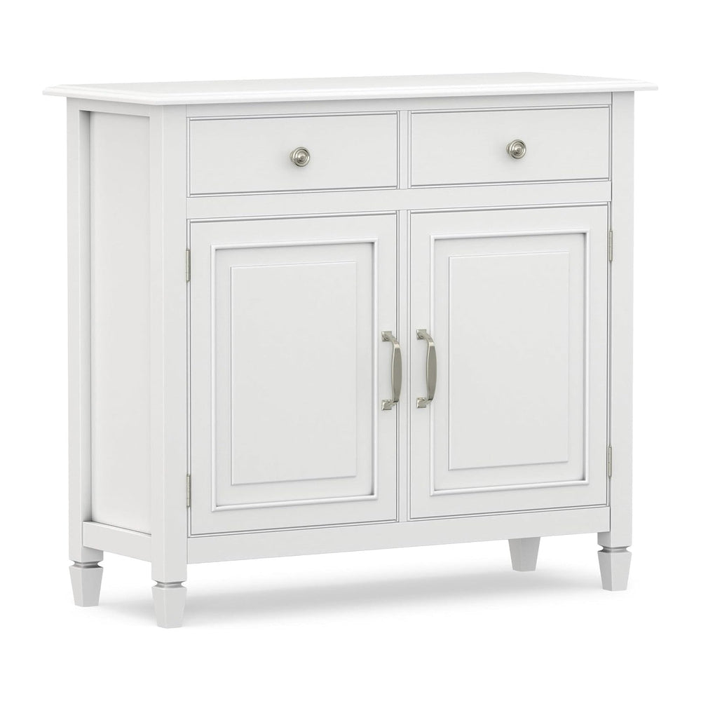 SIMPLIHOME Connaught 40" Wide Solid Wood Storage Cabinet in White