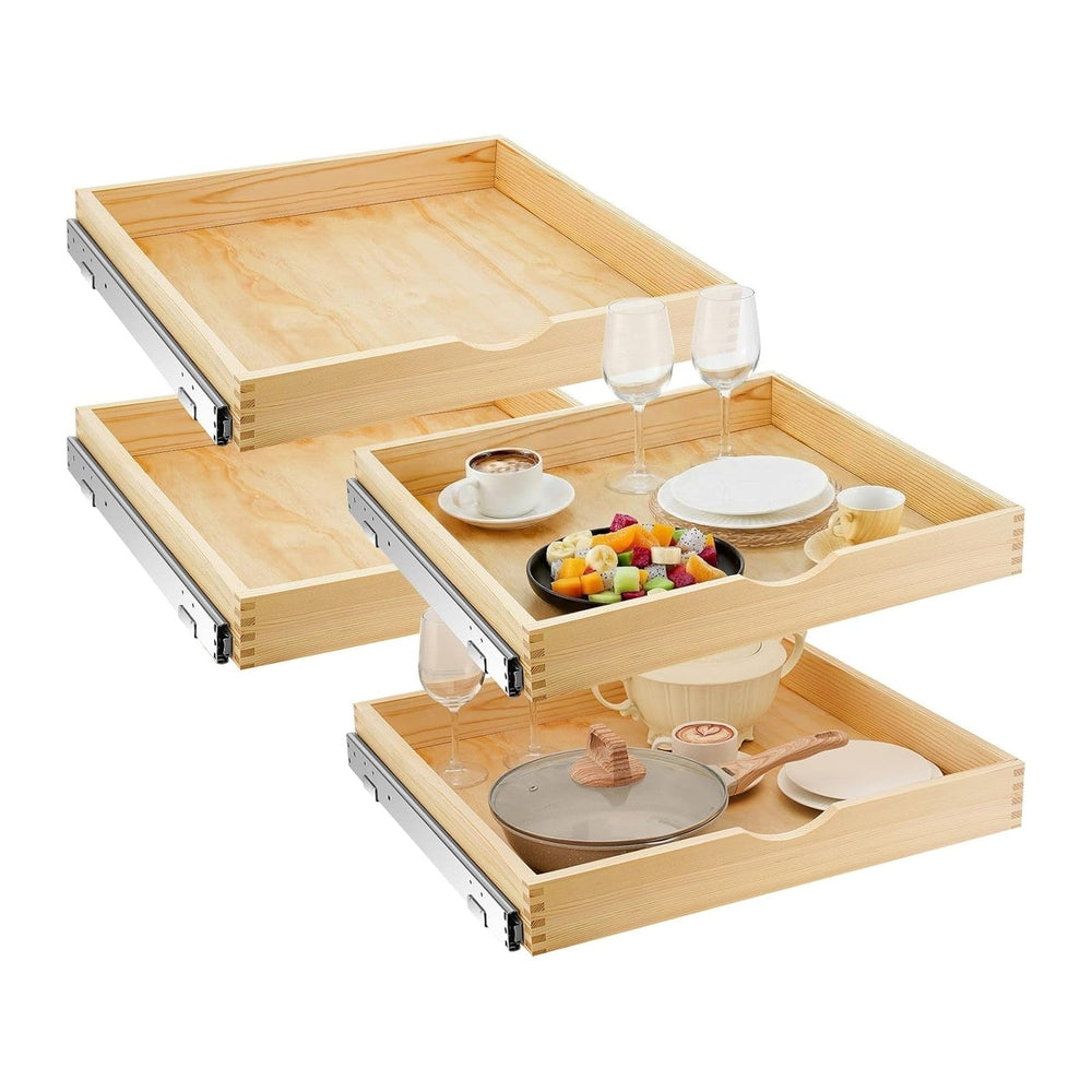 Sintuff 4 Pack Wooden Pull out Tray Cabinet Organizer, 24'' X 21'...