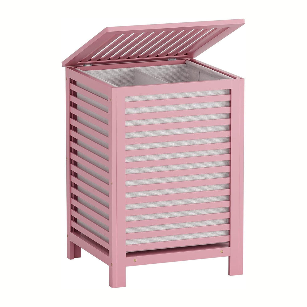 SMIBUY Double Laundry Hamper with Lid, 120L Bamboo Laundry Basket with Remova...