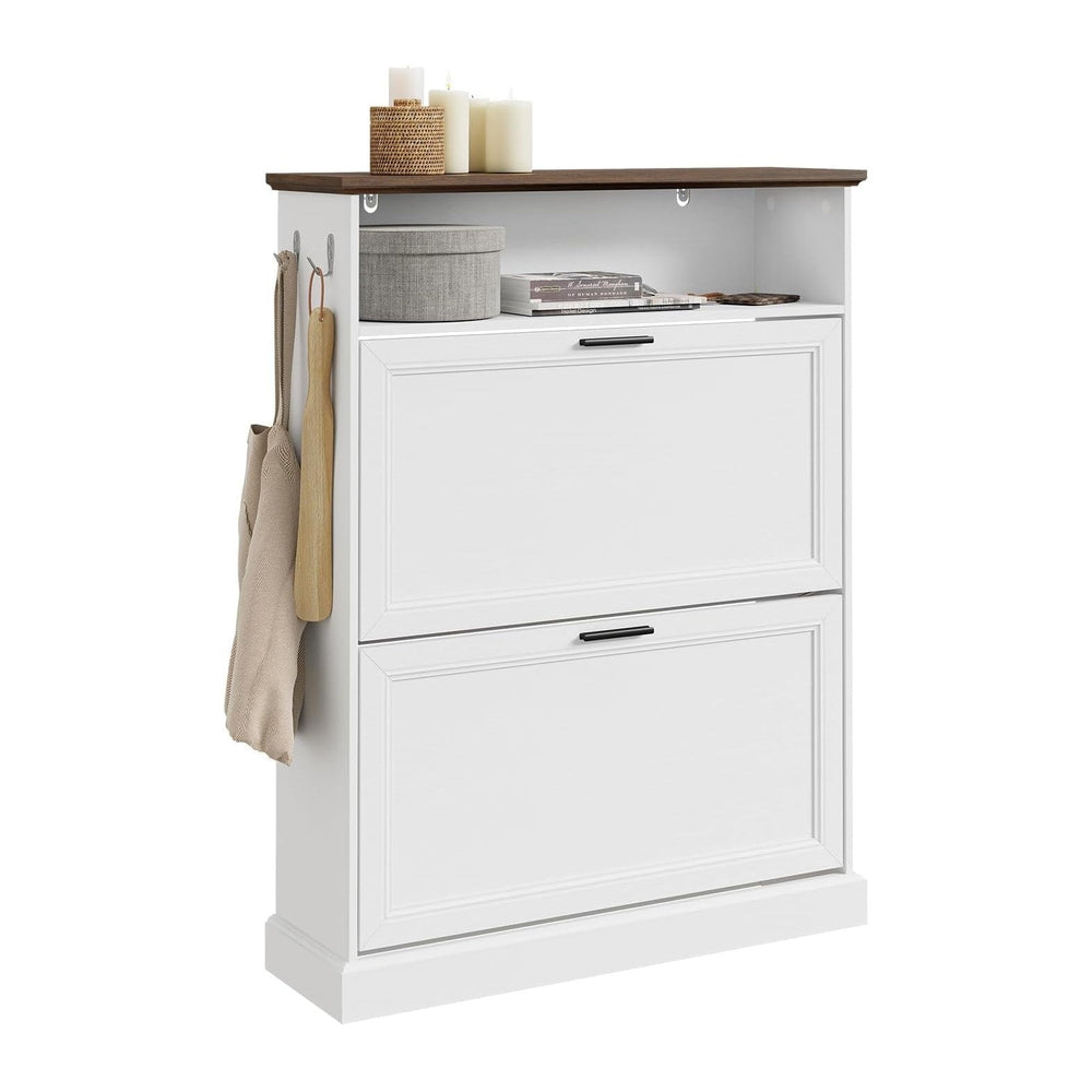SoBuy Shoe Cabinet Storage with Open Shelf & Hooks