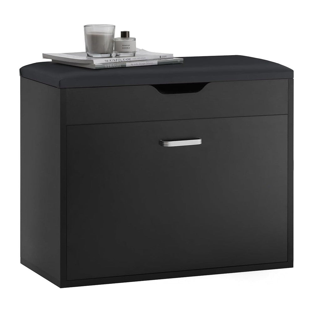 SoBuy Small Shoe Bench, Narrow Shoe Cabinet with Folding Padded Seat, Small S...