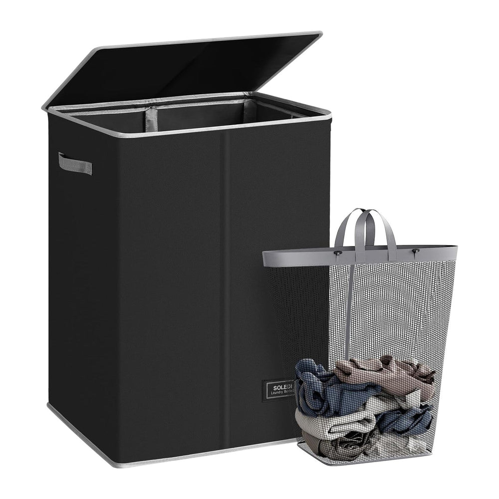 SOLEDI 130L Laundry Hamper with Lid, Large Collapsible Laundry Basket