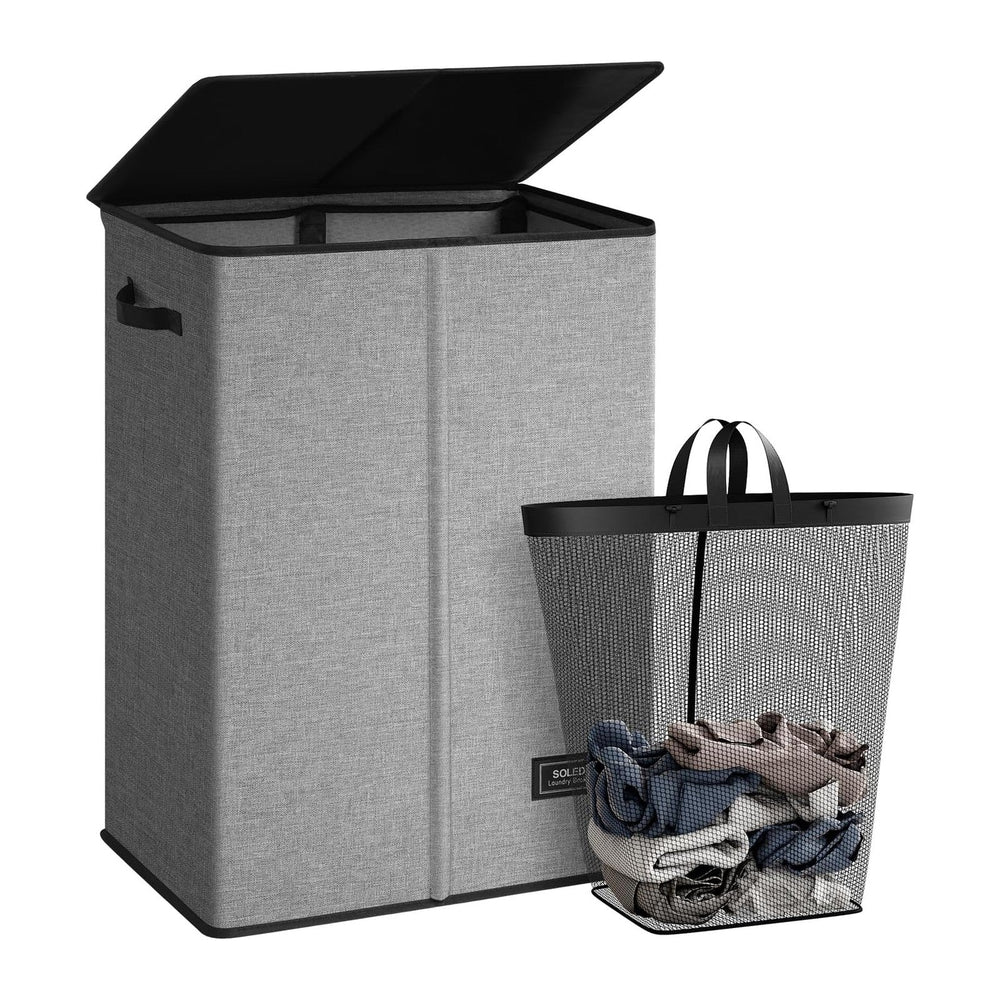 SOLEDI 130L Laundry Hamper with Lid, Large Collapsible Laundry Basket