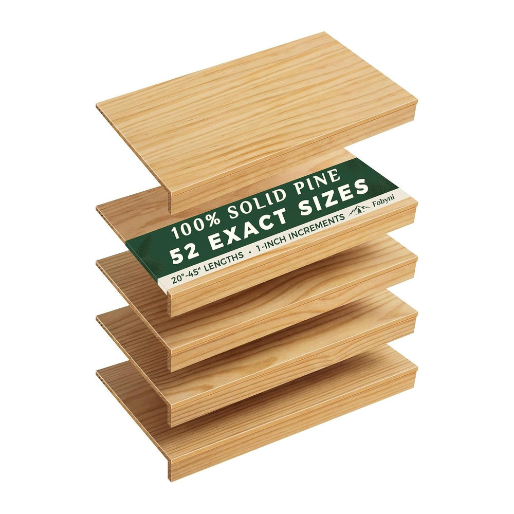 Solid Pine Wire Shelf Covers, 16" D x 24" L, Tool-Free Pantry Rack