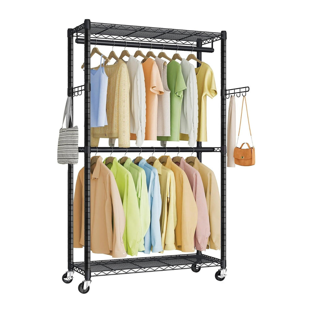 SONGMICS Heavy-Duty Clothes Rack, Portable Closet on Wheels, Garment Rack
