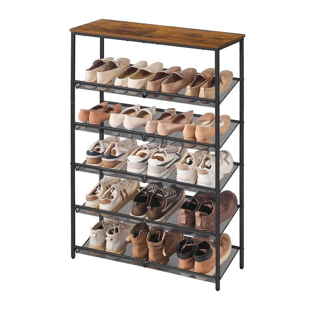 SONGMICS HOME 6 Tier Shoe Storage Organizer, Freestanding Shoe Rack, Dense Me...