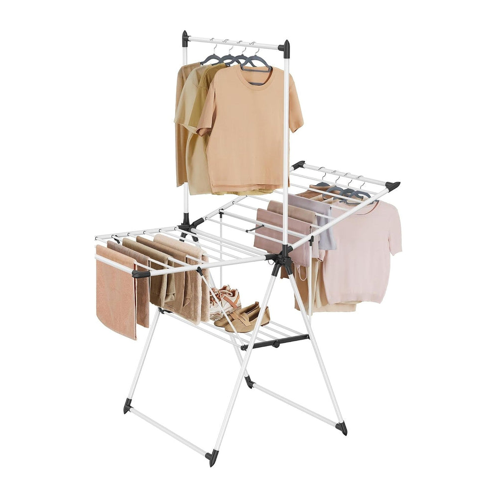 SONGMICS HOME Clothes Drying Rack, Foldable 2-Level Free-Standing Airer