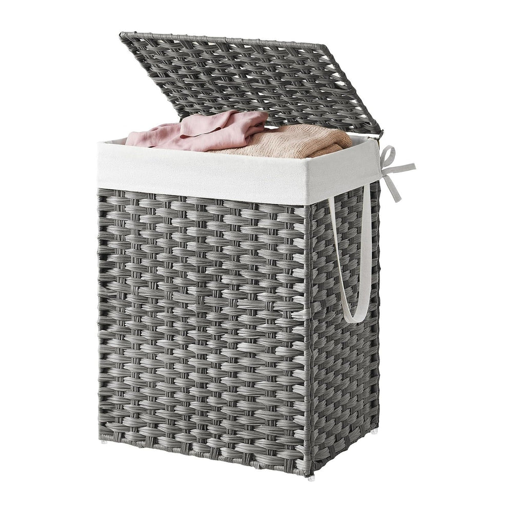 SONGMICS HOME Laundry Hamper with Lid, Clothes Basket with Removable Liner an...