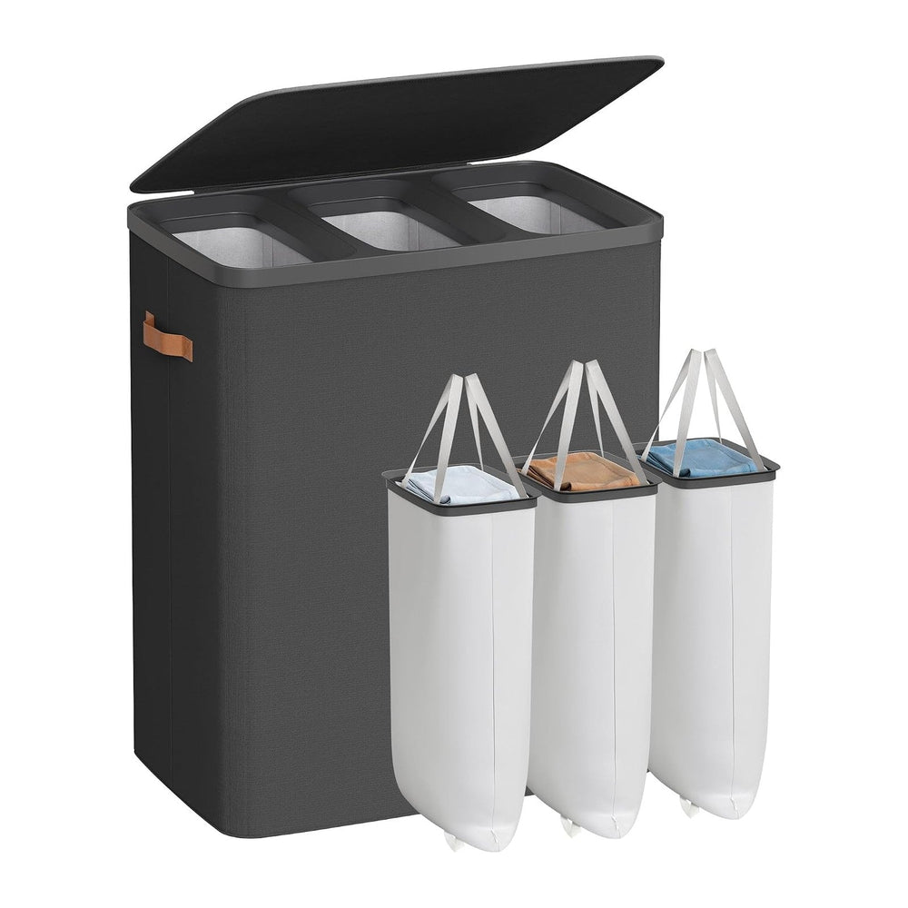 SONGMICS Laundry Basket, 190L Laundry Hamper with Lid, 3 Removable Bags