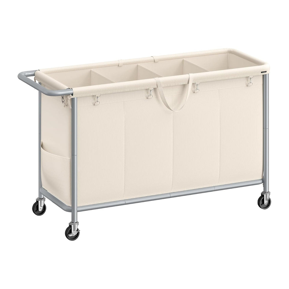 SONGMICS Laundry Basket with Wheels, 4-Section, 68.6 Gallons (260 L)
