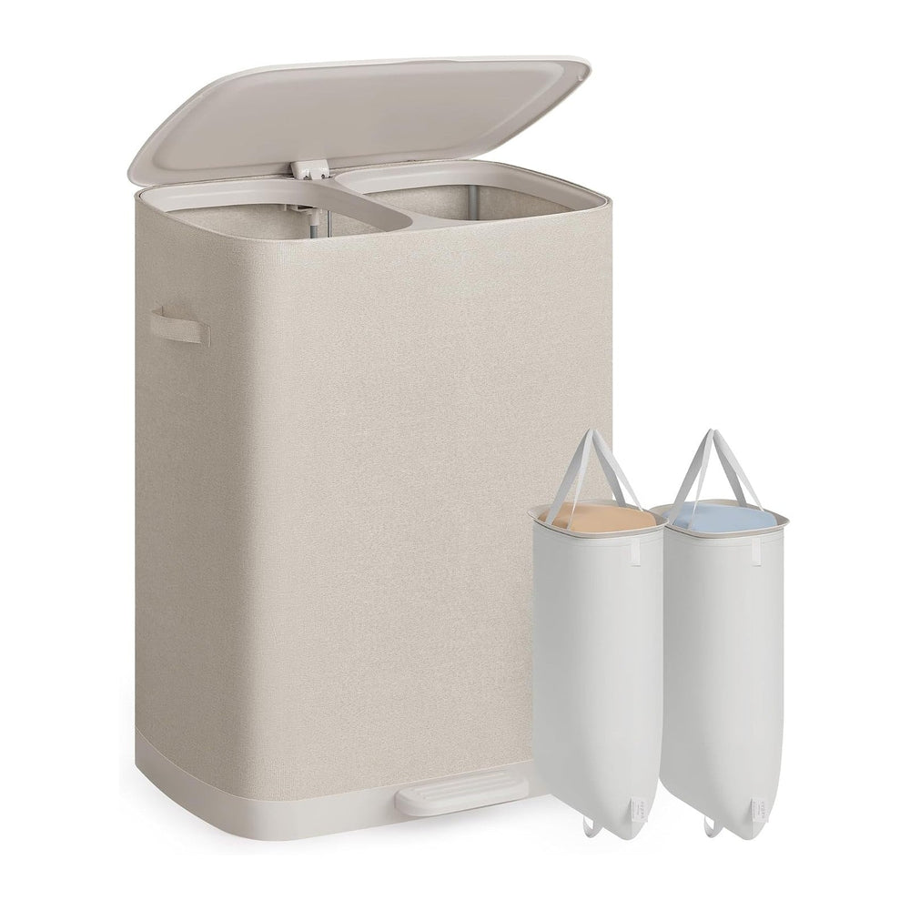 SONGMICS Laundry Hamper with Lid and Pedal, 160L Laundry Basket，2 Sections