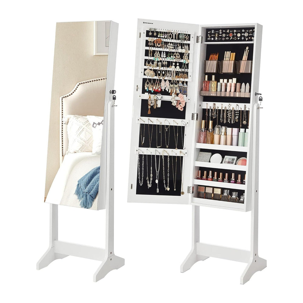 SONGMICS LED Jewelry Cabinet Standing, Lockable Armoire