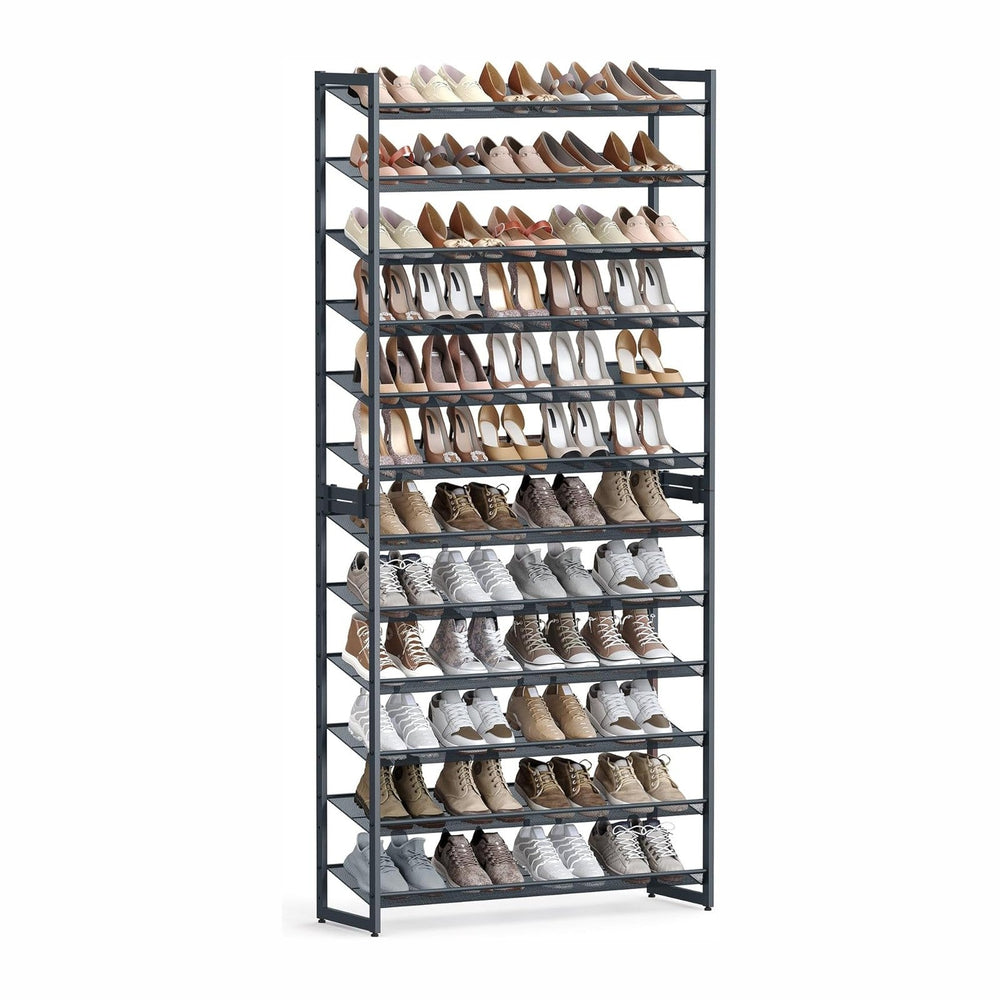 SONGMICS Metal Shoe Rack, 12-Tier Shoe Orgainzer, Holds 48-60 Pairs