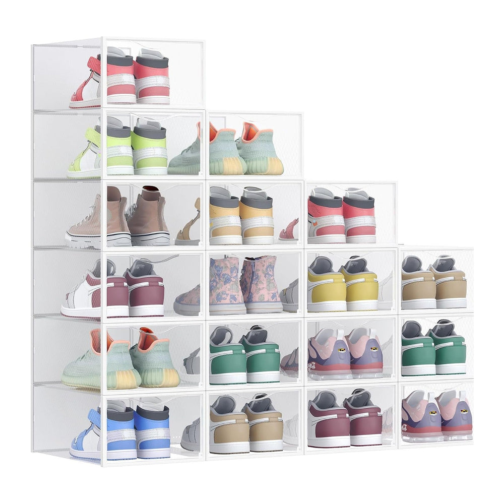 SONGMICS Shoe Boxes, Stackable Sneaker Containers for Closet, 18 Pack