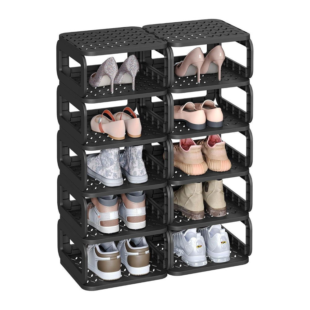 SONGMICS Shoe Rack, 12 Tiers, Narrow Open Shelf, Space-Saving
